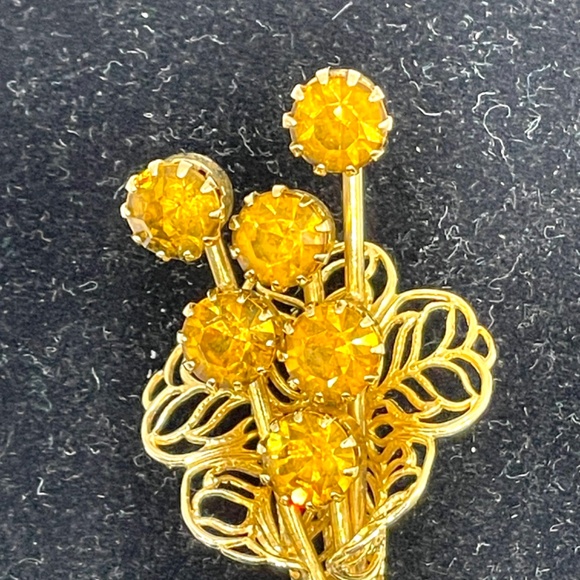 Vintage Unsigned Gold Tone Filigree Tussie Mussie Style Pin Brooch - Picture 7 of 7